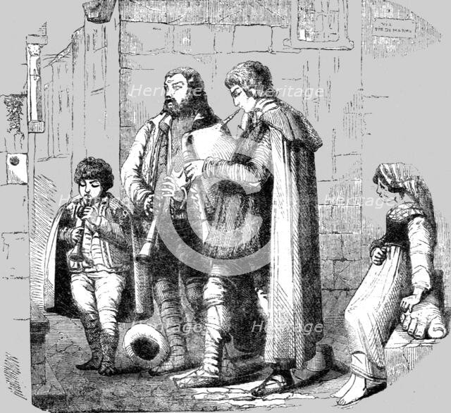 'Christmas in Rome : The Pifferari, or Calabrian Minstrels', 1854. Creator: Unknown.