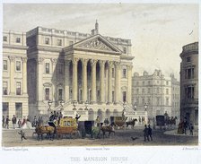 Mansion House (exterior), London, 1854. Artist: Jules Louis Arnout