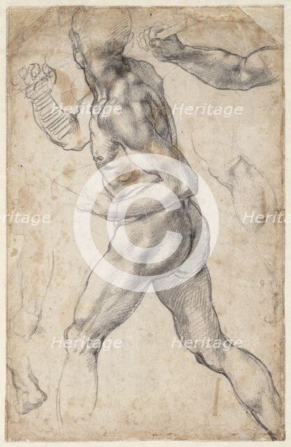 Study of a striding male nude, 1504 or 1506. Creator: Buonarroti, Michelangelo (1475-1564).