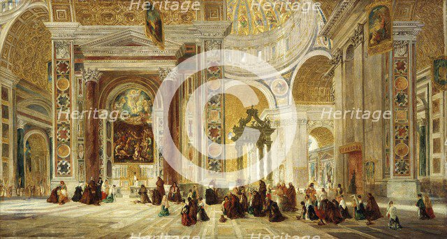 'Interior of St Peter's, Rome', 1824-1885. Artist: John Scarlett Davis.
