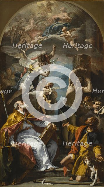A Glory of the Virgin with the Archangel Gabriel and Saints Eusebius, Roch..., between 1724 and 1725 Creator: Sebastiano Ricci.