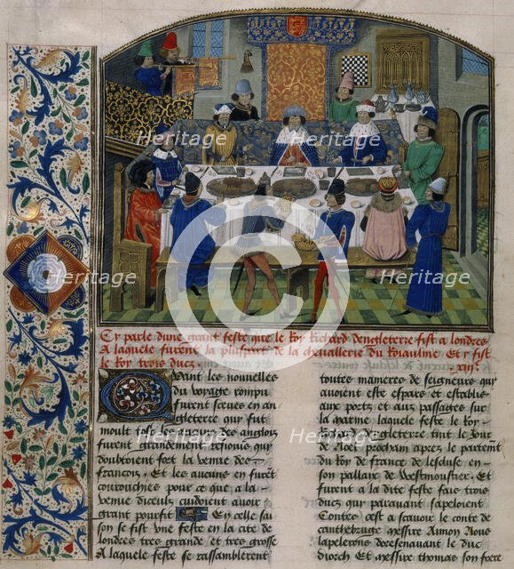 The Dukes of York, Gloucester and Ireland dine with Richard II, 15th century.   Creator: Unknown.