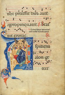 Initial A: Christ in Majesty; Antiphonal, late 13th century. Creator: Master of Gerona.