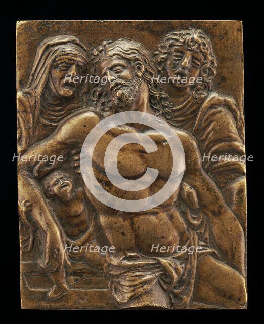 Christ in the Tomb, supported by the Virgin, Saint John, and an Angel, 1508/1513. Creator: Moderno.