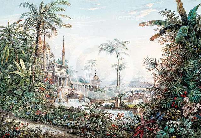 Stage design for the opera "The Abduction from the Seraglio" by Wolfgang Amadeus Mozart, 1842. Creator: Roller, Andreas Leonhard (1805-1891).