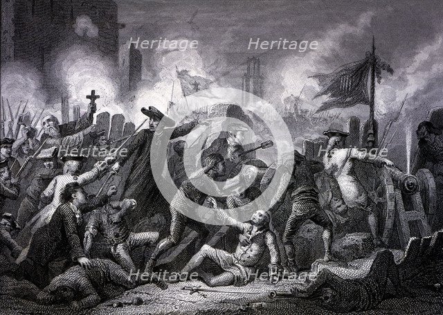 Succession War, defense of the Palace of Barcelona square with Canon Anglada at the barricade, th…