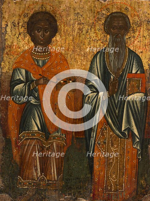 Saint Panteleon and Saint Hermolaos, 1647. Creator: Greek School.