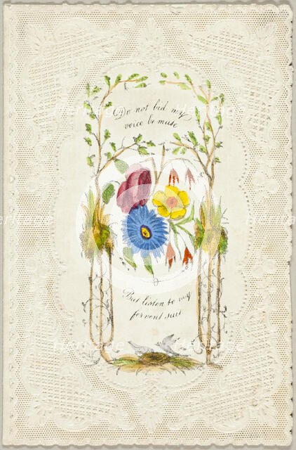 Do Not Bid My Voice Be Mute (valentine), c. 1840. Creator: George Meek.