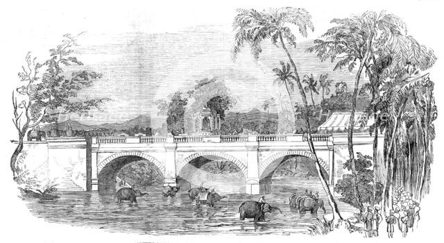 Opening of a new bridge at Travancore - the Rajah's State Procession, 1854. Creator: Unknown.