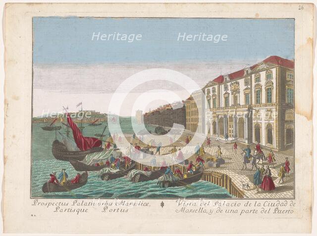 View of the Town Hall and the harbor in Marseille, 1700-1799. Creator: Remondini family.