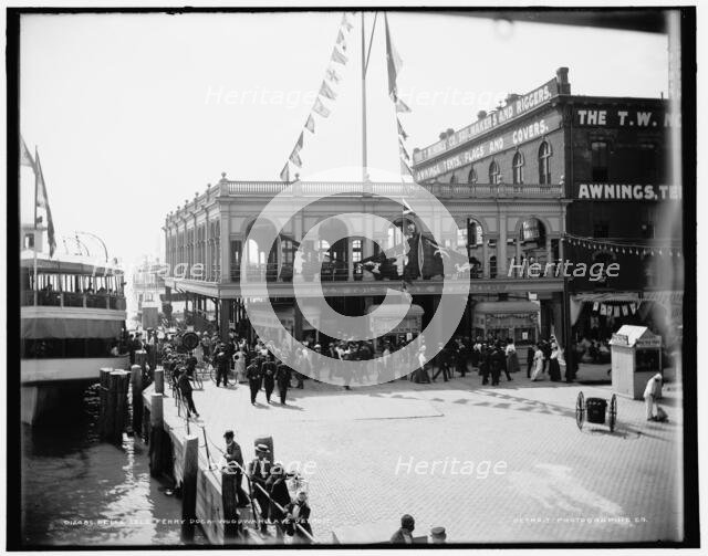 Belle Isle ferry dock, Woodward Av., Detroit, between 1890 and 1901. Creator: Unknown.