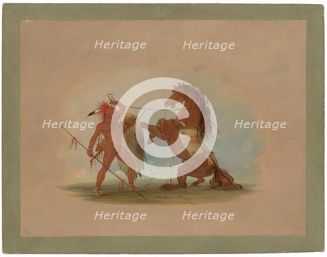 A Pawnee Warrior Sacrificing His Favorite Horse, 1861/1869. Creator: George Catlin.