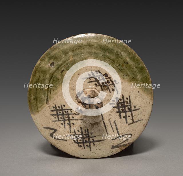 Water Container in the Shape of a Kettle: Oribe Ware (lid), early 17th century. Creator: Unknown.