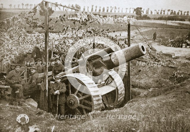 A heavy howitzer, Somme campaign, France, World War I, 1916. Artist: Unknown