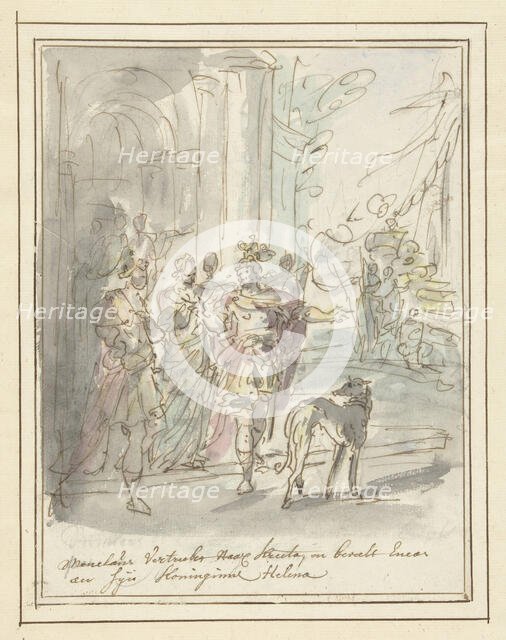 Menelaus leaves for Crete and commends Aeneas to Helena, 1677-1755. Creator: Elias van Nijmegen.