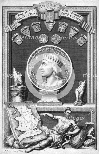 Egbert the Saxon, first king of all England, (18th century).Artist: George Vertue