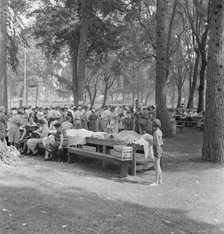 "California Day," a picnic in town park on the Rogue River, Grants Pass, Oregon, 1939. Creator: Dorothea Lange.