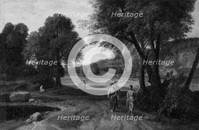 Classical Landscape with Two Women and a Man on a Path, 1660/70. Creator: Jean Francois Millet.
