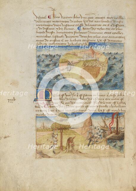 Island of Milos [Melo] (Greece, Island in the Aegean Sea) and Media, about 1460-1465. Creator: Master of the Geneva Boccaccio.