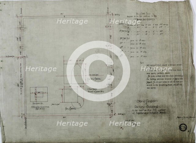 Brunswick Balke Collender Company Factory Building, Chicago, Illinois, Stone Specifications, 1891. Creator: Adler & Sullivan.