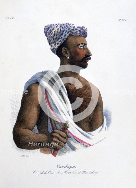 'Chief of the Caste in Pondicherry (Puducherry)', India, 1828. Artist: Marlet et Cie