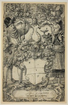 The Arms of Habsberg Flanked by an Elegant Couple, 1587. Creator: Daniel Lindtmayer.