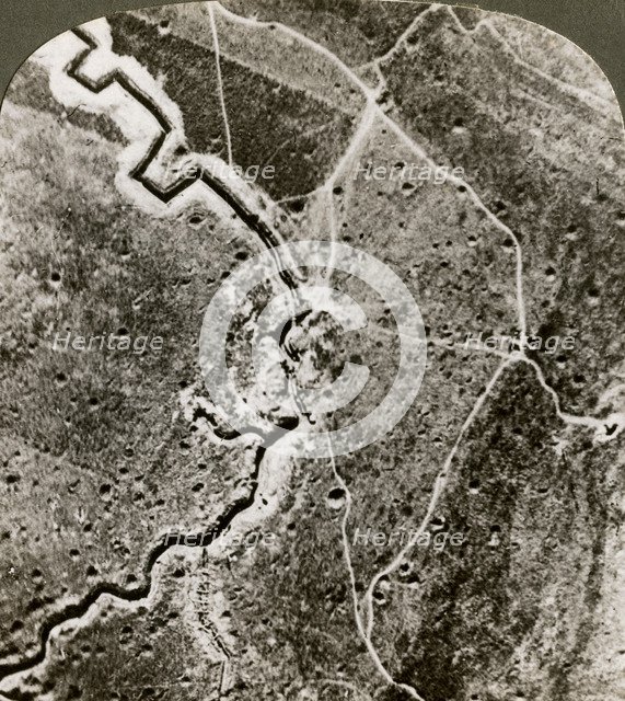 Aerial photograph of the German lines, World War I, 1914-1918.Artist: Realistic Travels Publishers