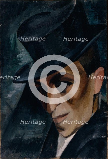 Portrait of a Man in Top Hat, 1915. Creator: Osmiorkin, Alexander Alexandrovich (1892-1953).