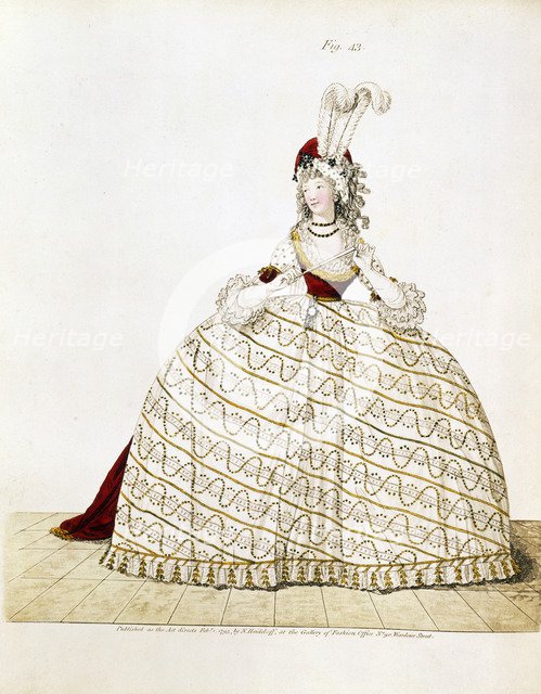 Woman in court dress, 1795. Artist: Unknown