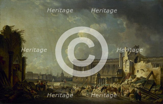 Clearance of the colonnade at the Louvre , c1756. Creator: Pierre-Antoine Demachy.