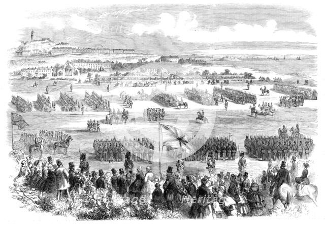 The Review of Rifle Volunteers by the Queen at Edinburgh - the Troops marching past Her Majesty,1860 Creator: Unknown.