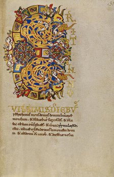 Inhabited Initial E; Breviary, 1153. Creator: Unknown.