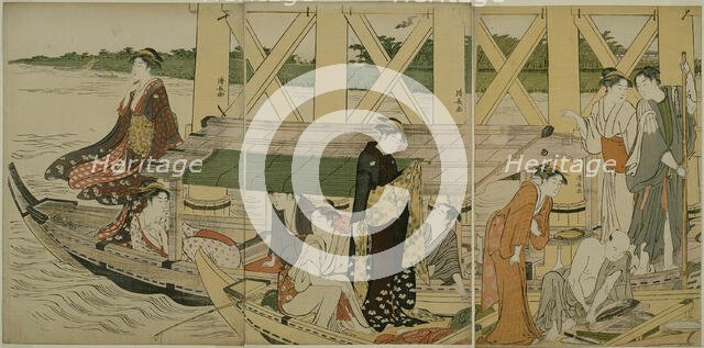 Pleasure Boats below Azuma Bridge, c. 1784. Creator: Torii Kiyonaga.