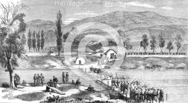 The War in Naples - Garibaldian troops  crossing the Volturno..., 1860. Creator: Unknown.