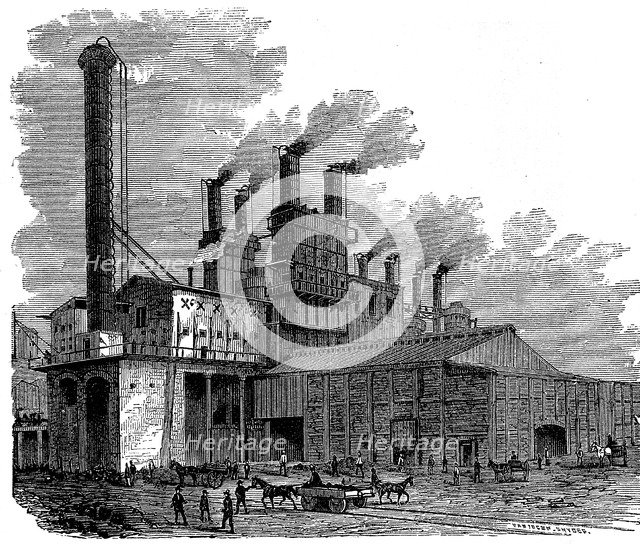 Blast furnaces at the Phoenix Iron and Bridge Works, Phoenixville, Pennsylvania, USA, 1873. Artist: Unknown