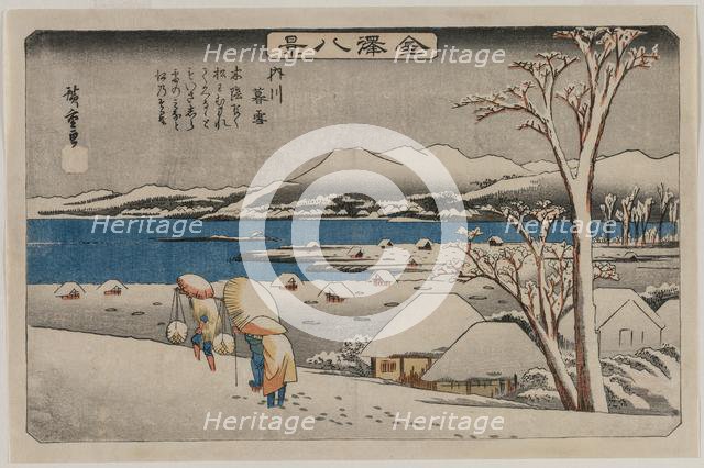 Evening Snow at Uchikawa (from the series Eight Views of Kanazawa), mid 1830s. Creator: Ando Hiroshige (Japanese, 1797-1858).
