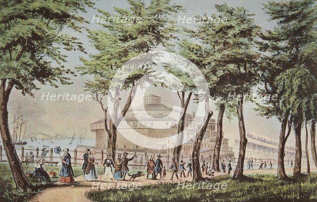Castle Garden, New York, From The Battery, pub. 1848, Currier & Ives (Colour Lithograph)