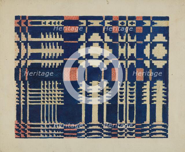 Woven Coverlet, 1935/1942. Creator: Martha L. Lanscher.