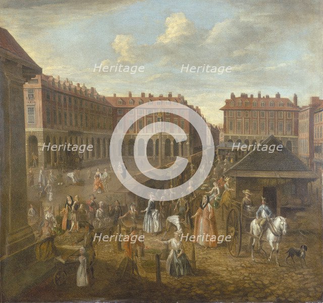 'Covent Garden Piazza and Market', c1725. Artist: Joseph van Aken