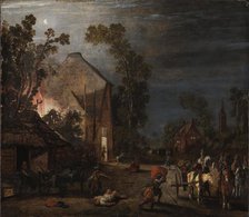 A Village Looted at Night, 1620. Creator: Velde, Esaias, van de (1591-1630).