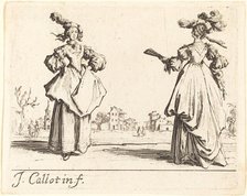 Two Society Women, c. 1623. Creator: Jacques Callot.