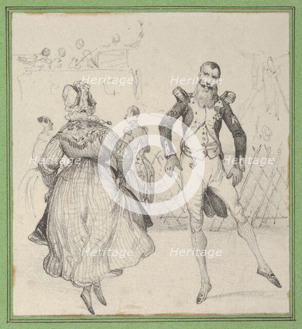 A soldier and a woman dancing, mid-19th century. Creator: Victor Adam.