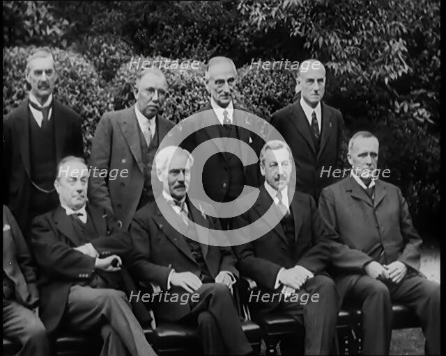 Members of the new National Government Posing for Photographs in the Garden of 10 Downing..., 1931. Creator: British Pathe Ltd.