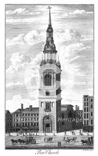 'Bow Church', c1700. Artist: William Henry Toms.