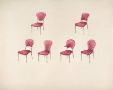 Design for Six Chairs with Scarlet Upholstery (verso: Sketch for Sofa), early 19th century. Creator: Anon.