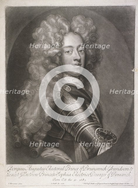 Oval portrait of George II, King of Great Britain, 1706. Artist: Joseph Smith