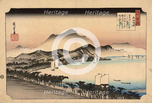 Clear breeze at Awazu. From the series Eight Views of Omi (Omi hakkei no uchi) , 1834.
