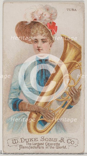 Tuba, from the Musical Instruments series (N82) for Duke brand cigarettes, 1888., 1888. Creator: Schumacher & Ettlinger.