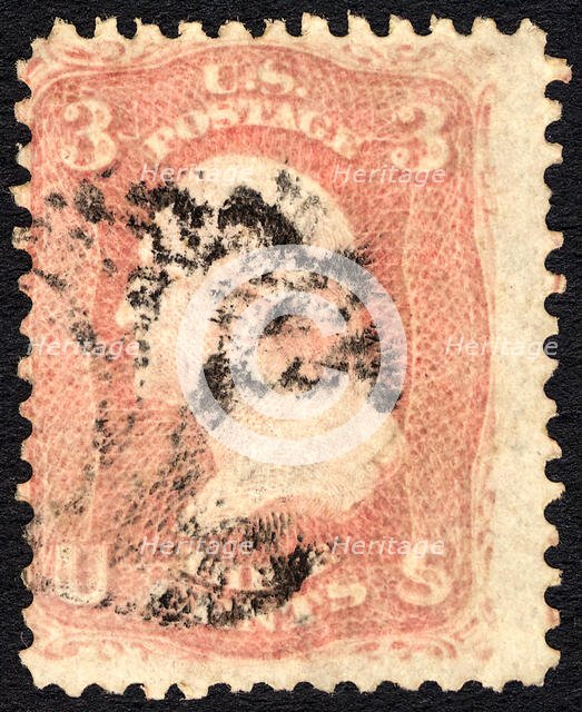 3c Washington with Thomaston, CT Charter Oak single, c. 1861. Creator: Unknown.