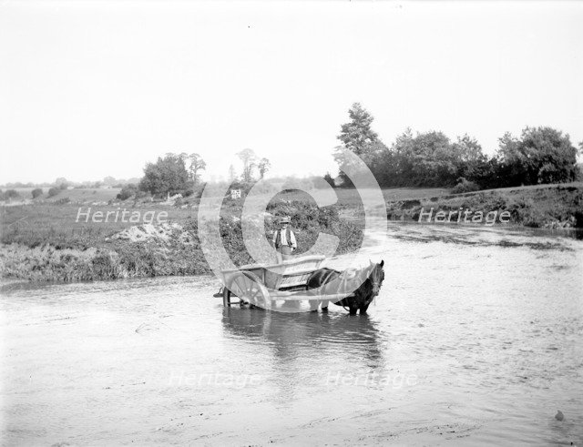 A man and a horsecart in the middle of the river,  Duxford, Hinton Waldrist, Oxfordshire, 1880 Artist: Henry Taunt